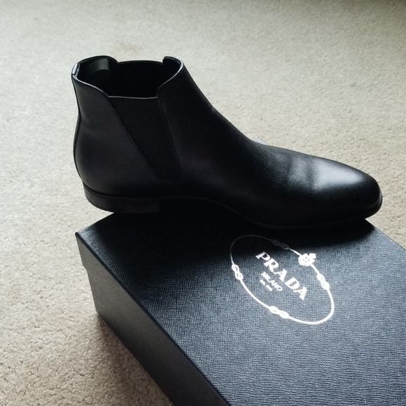 Prada Mens Size 11M Saffiano Nero Boot - Picture 3 of 7
